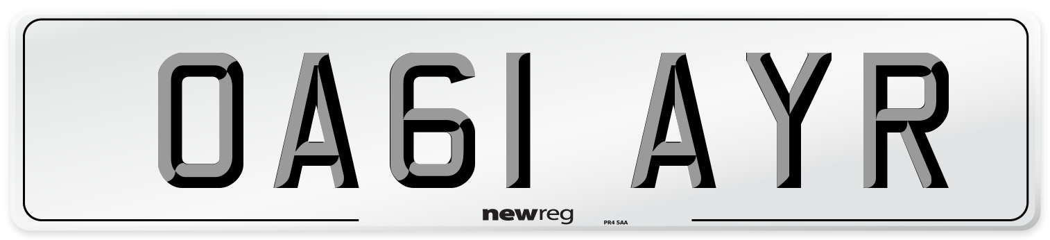 OA61 AYR Number Plate from New Reg